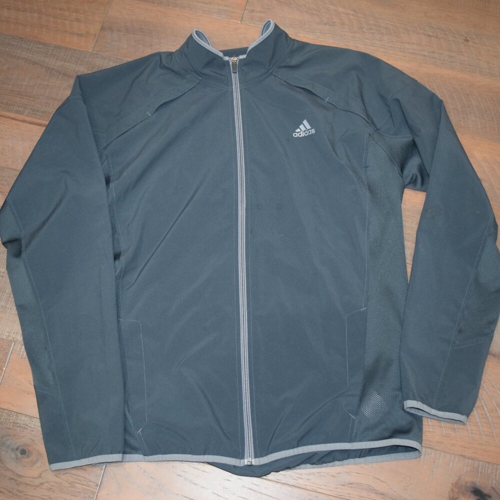 ADIDAS Climalite Wind Full Zip Up Jacket Coat Shell Layer Mesh Insets Warm Up L - Picture 2 of 5